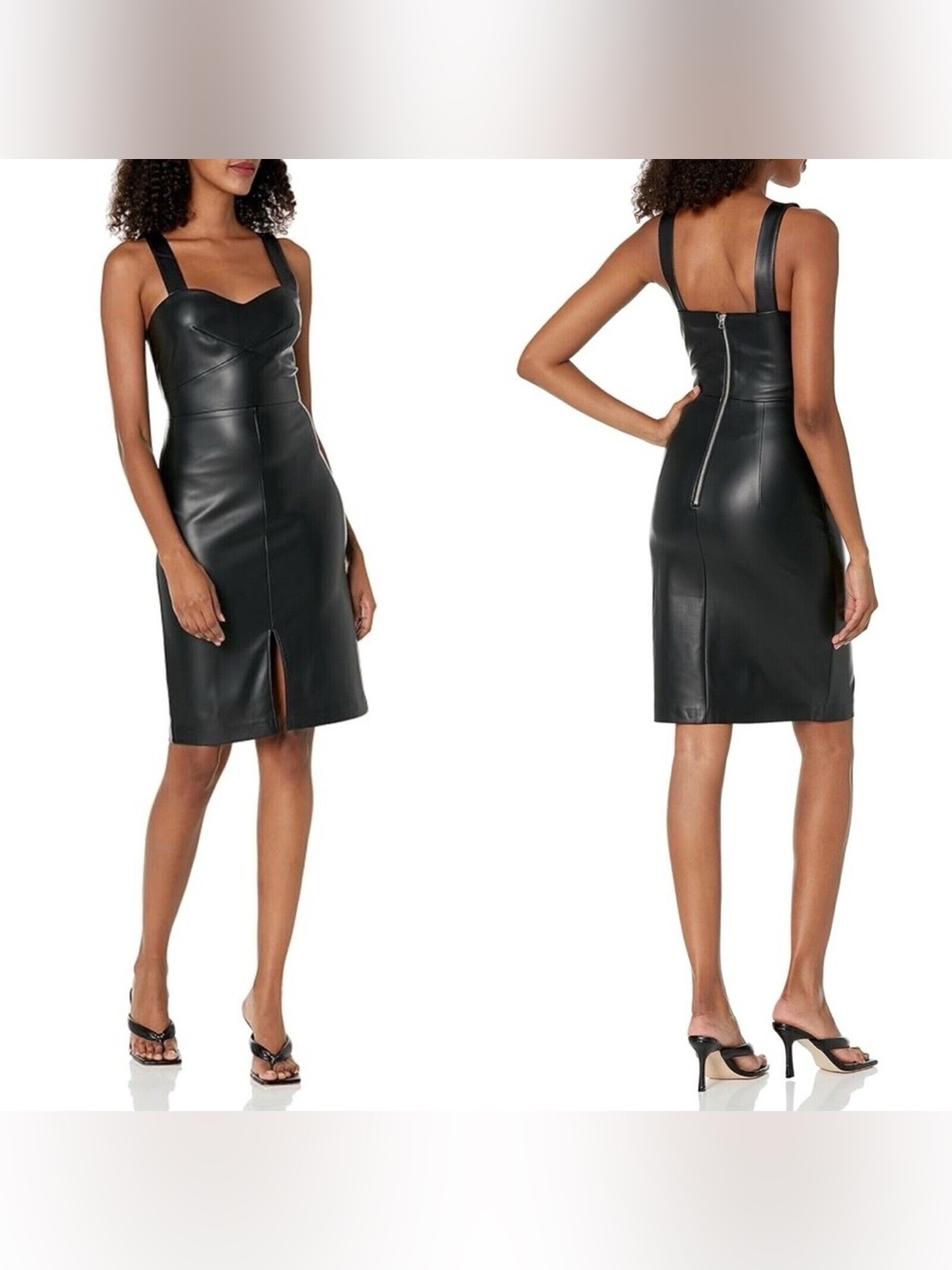French Connection Crolenda Faux Leather Dress in Black